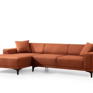 Hanah Home Rohová sedací souprava Petra 250 cm oranžová levá