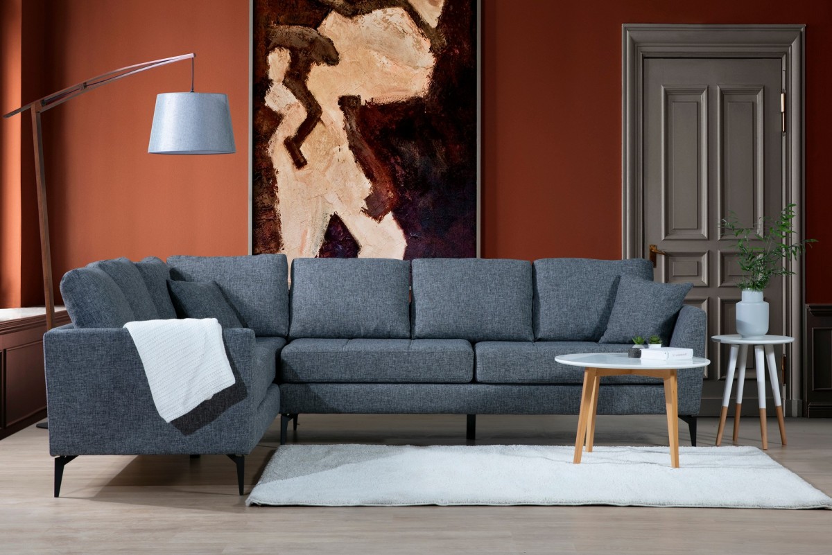 Hanah Home Rohová sedací souprava Tempo 300 cm tmavě šedá levá - Obrázek 2
