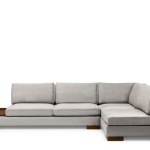 Hanah Home Rohová sedací souprava Tulip 313 cm s odkládacím stolkem světle šedá pravá