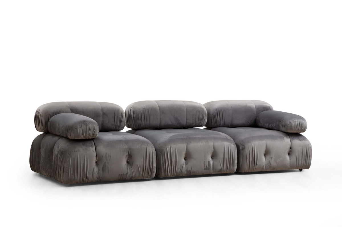 Hanah Home Třímístná modulární pohovka Bubble 288 cm samet šedá