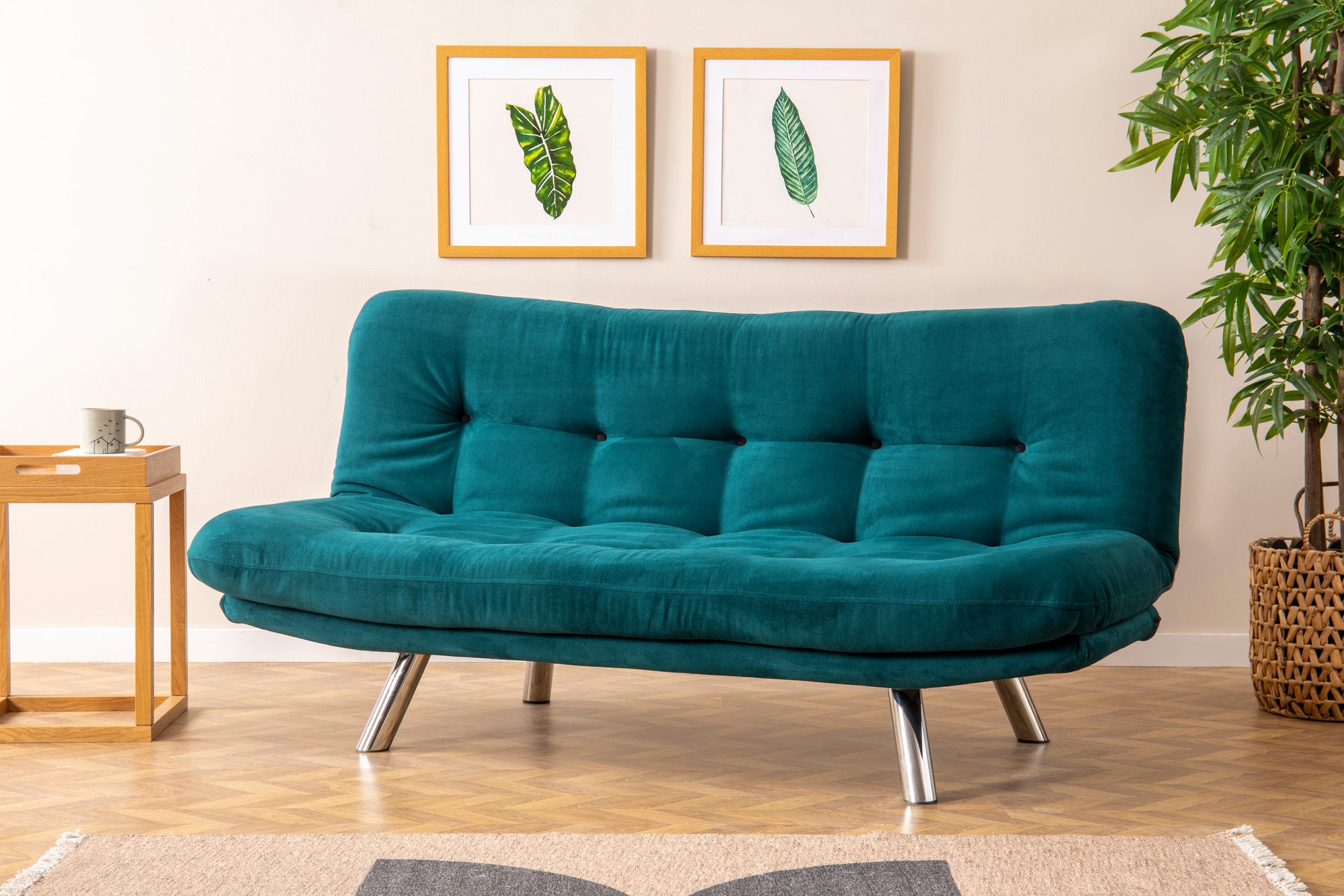 Hanah Home Třímístná rozkládací pohovka Misa Small 175 cm petrolejová - Obrázek 2