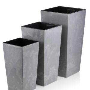 HowHomely Sada 3 květináčů PORTO šedý beton