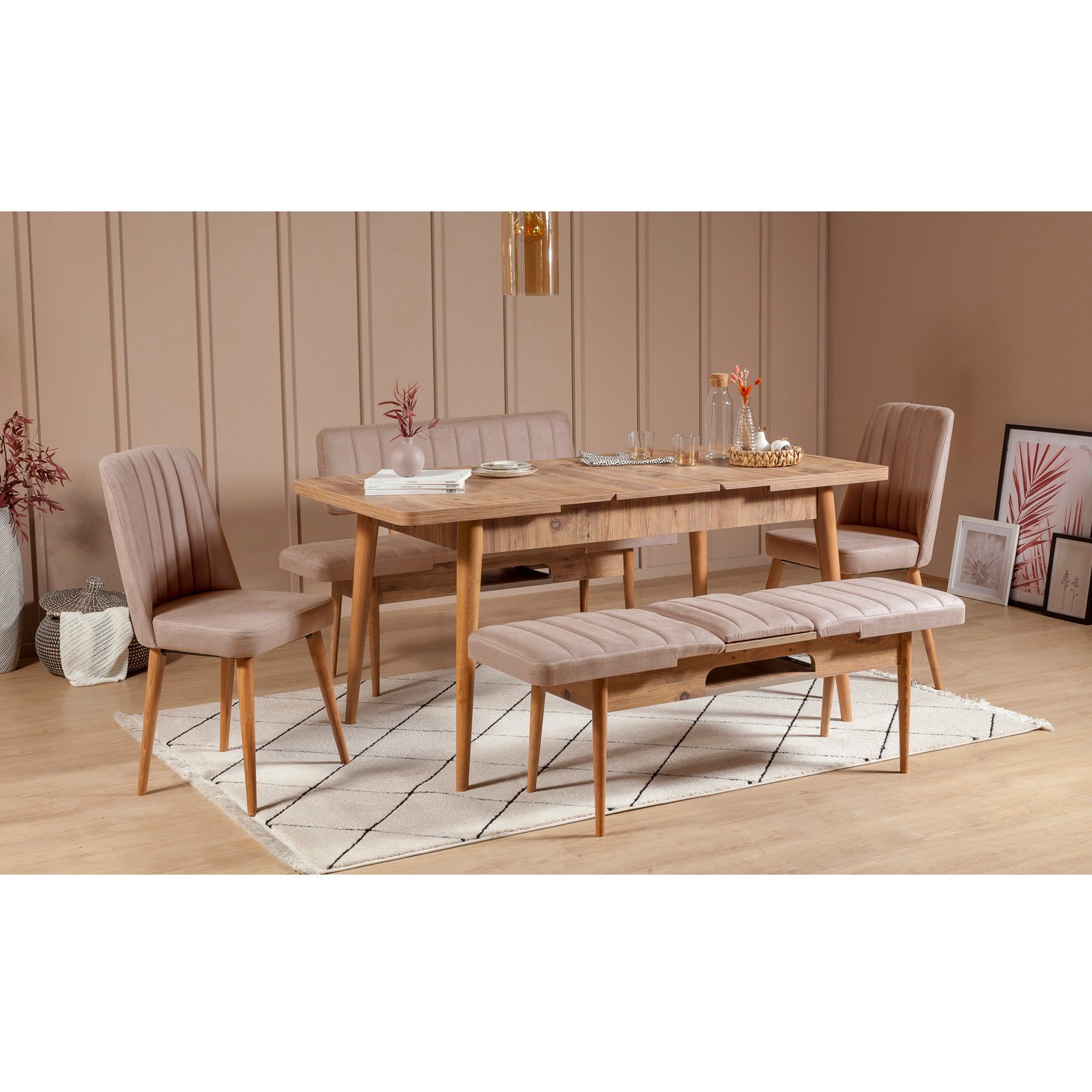 Kalune Design Jídelní židle Stormi z masivu borovice Atlantic/béžová - Obrázek 2