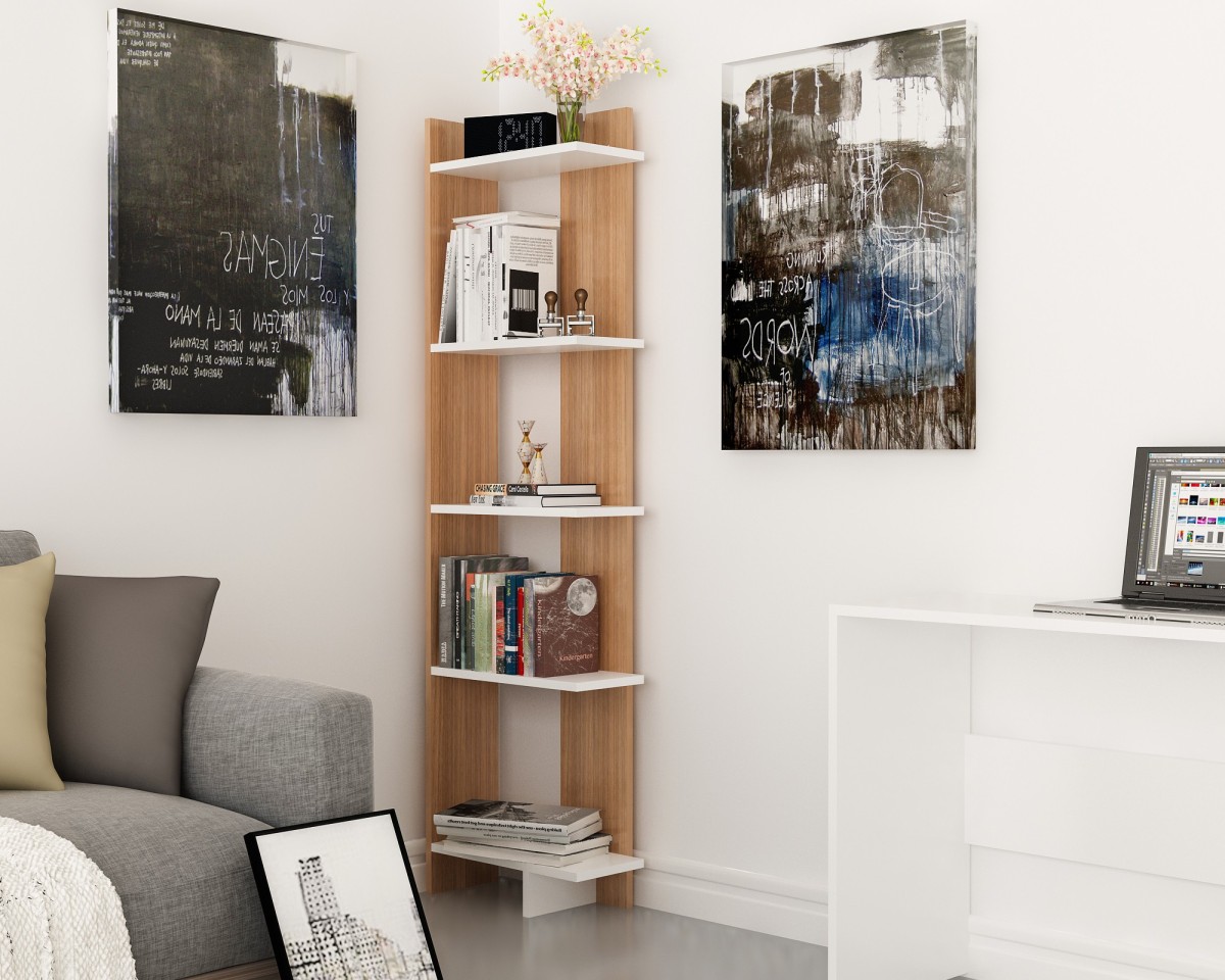 Kalune Design Knihovna Als teak/bílá - Obrázek 2