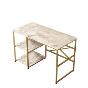 Kalune Design Psací stůl BODLE bílý mramor/zlatý