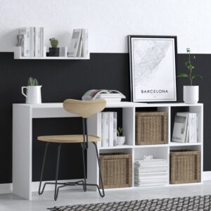 Kalune Design Psací stůl Jack s vestavěným regálem dub bílý