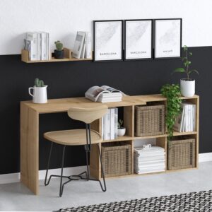 Kalune Design Psací stůl Jack s vestavěným regálem dub přírodní