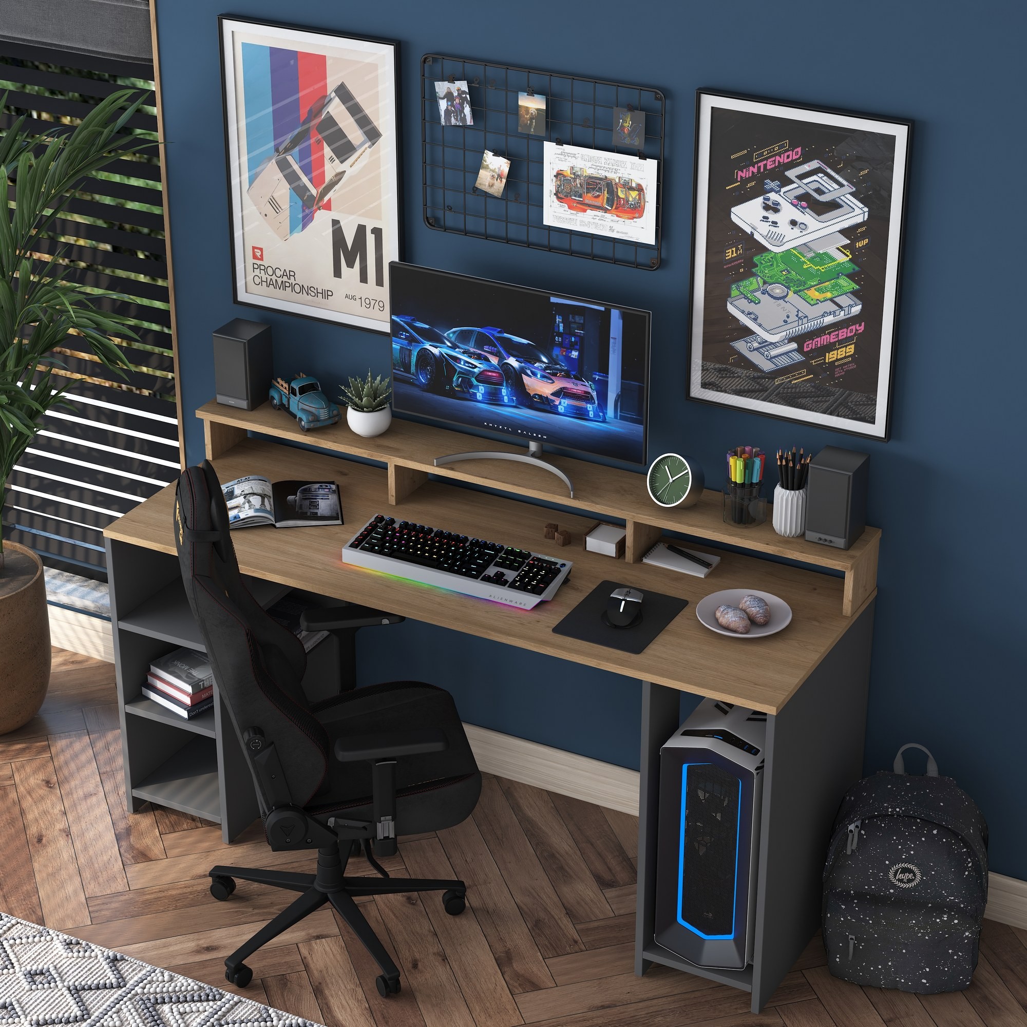 Kalune Design Psací stůl Kalipo 160 cm ořech/antracit - Obrázek 2