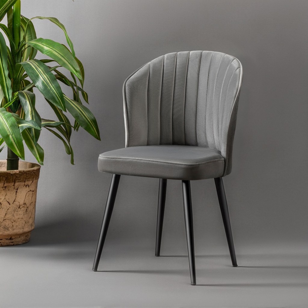 Kalune Design Sada 2 ks jídelních židlí Rubi černá/šedá - Obrázek 2