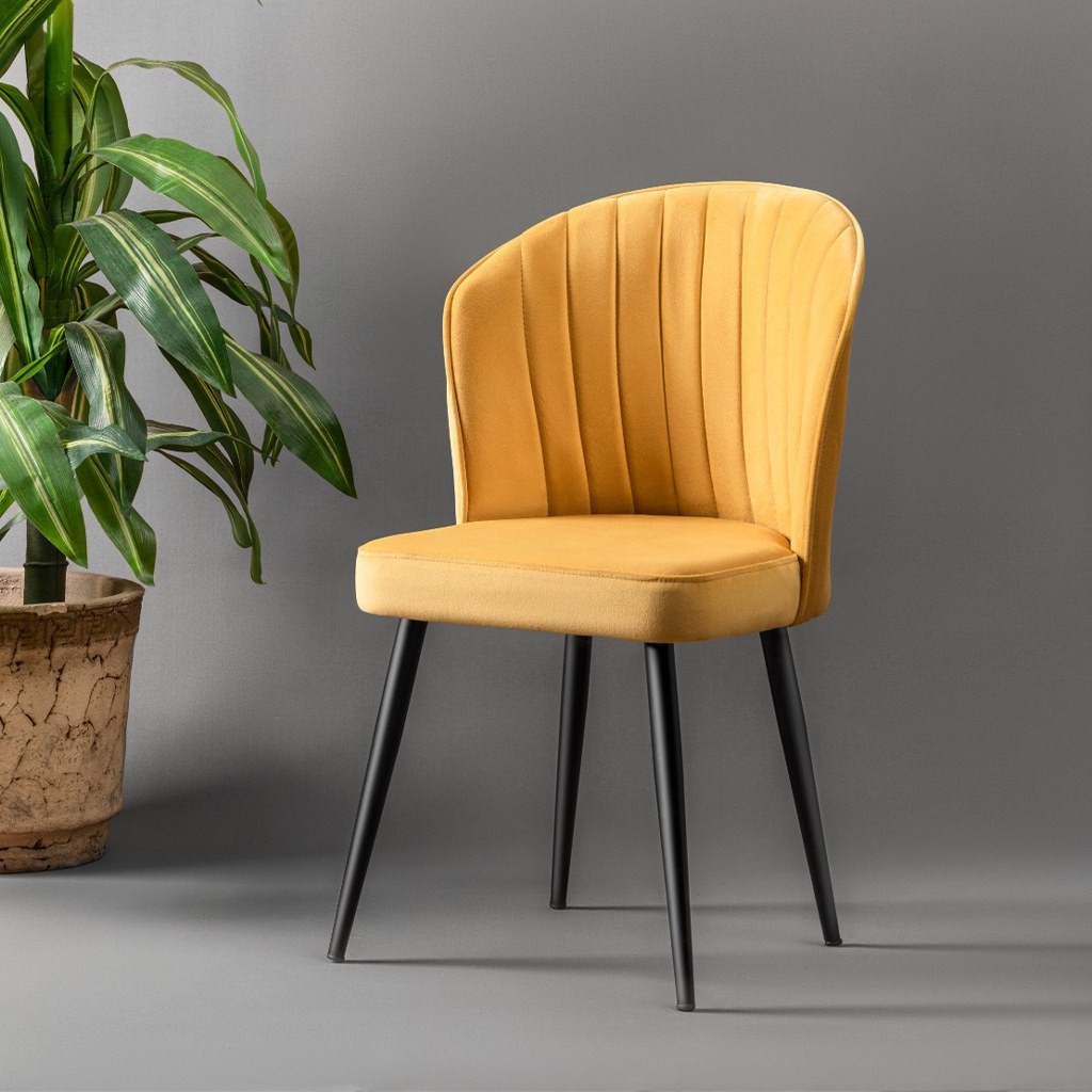 Kalune Design Sada 2 ks jídelních židlí Rubi černá/žlutá - Obrázek 2