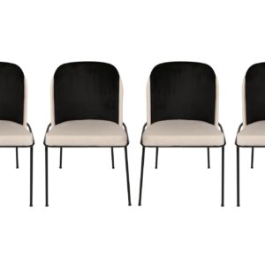 Kalune Design Sada 4 ks jídelních židlí Dore samet černá/krémová