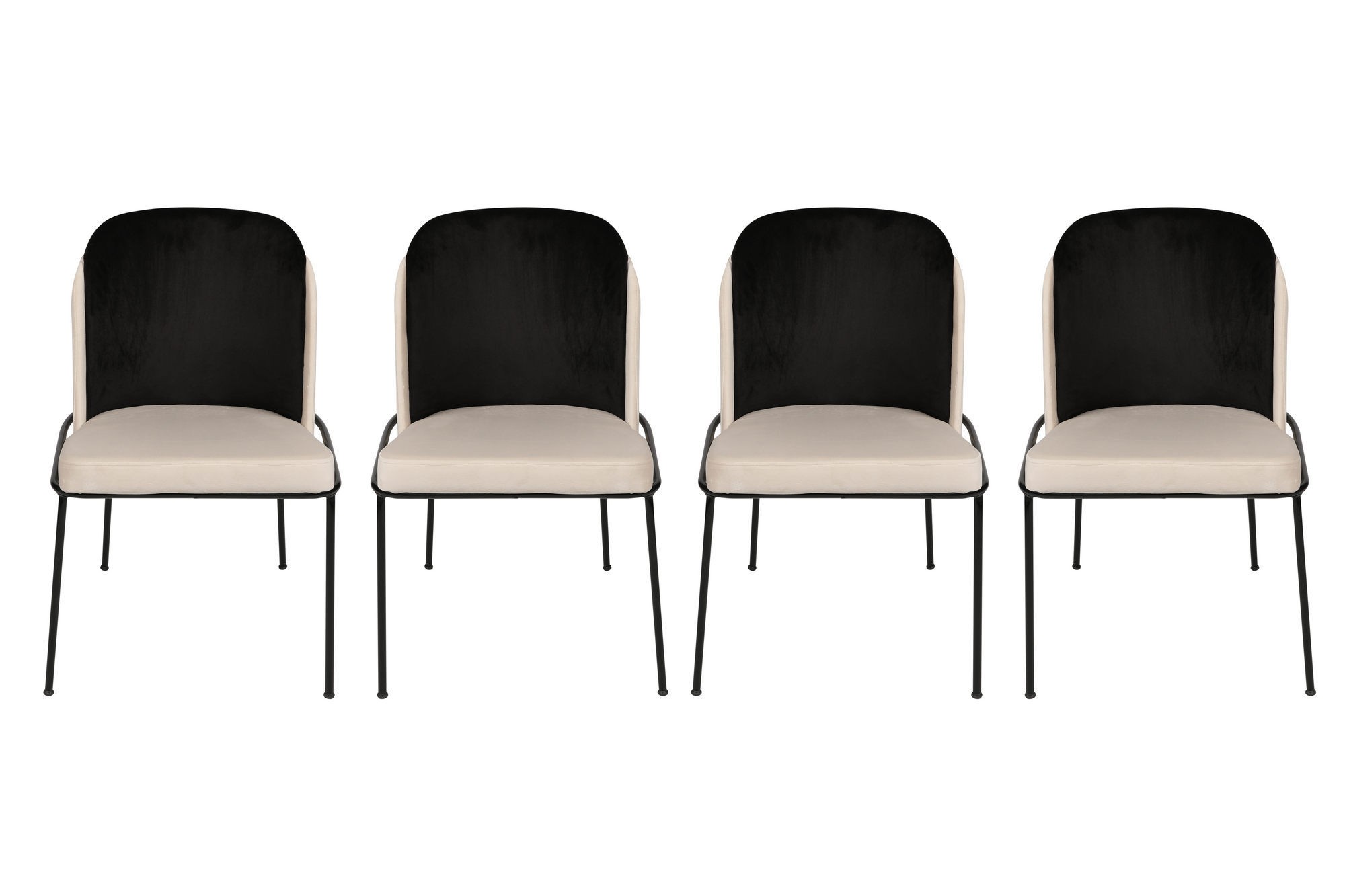 Kalune Design Sada 4 ks jídelních židlí Dore samet černá/krémová