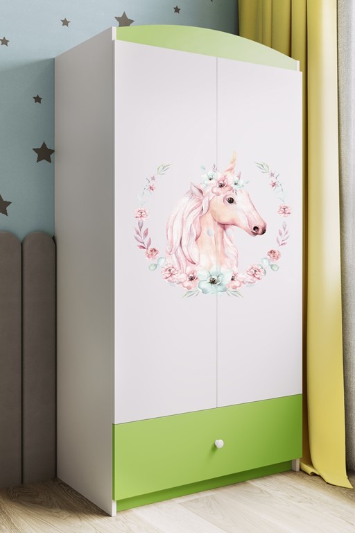 Kocot kids Dětská skříň Babydreams 90 cm jednorožec zelená