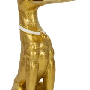 Mauro Ferretti Dekorativní socha Dog Pit s podnosem 91 cm zlatá
