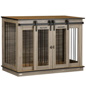 PAWHUT Klec pro psa 2 v 1 se dvěma dvířky 120 x 89 x 60 cm dub