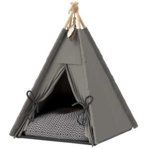PAWHUT Pelíšek pro kočky TEEPEE 60 x 60 x 76 cm šedá