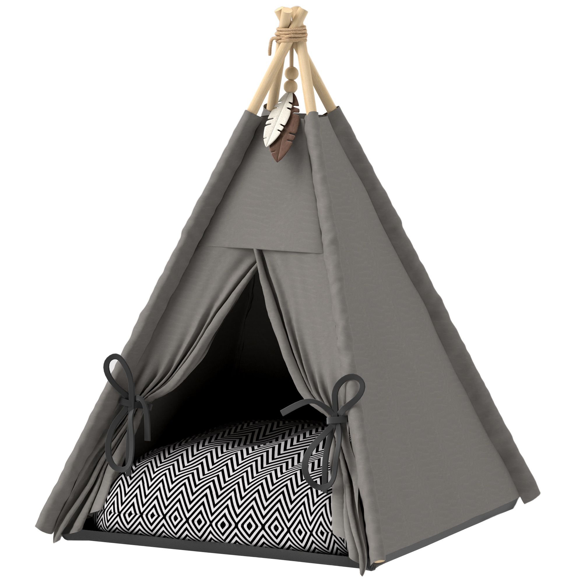 PAWHUT Pelíšek pro kočky TEEPEE 60 x 60 x 76 cm šedá