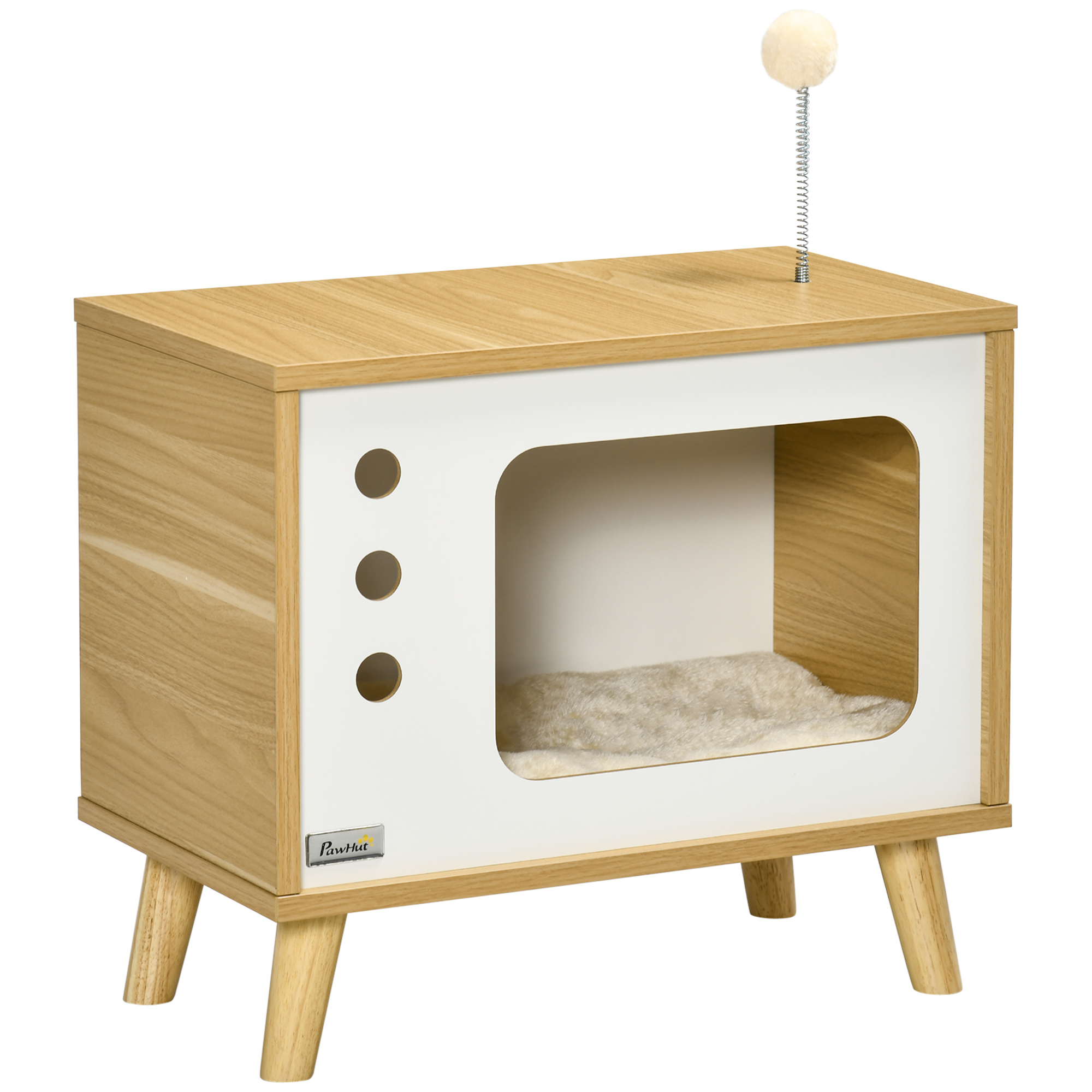 PAWHUT Pelíšek pro kočky TELE 50 x 28 x 43 cm světlé dřevo - Obrázek 2