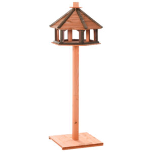 PAWHUT Ptačí krmítko dřevěná vila 52 x 130 x 52 cm přírodní dřevo