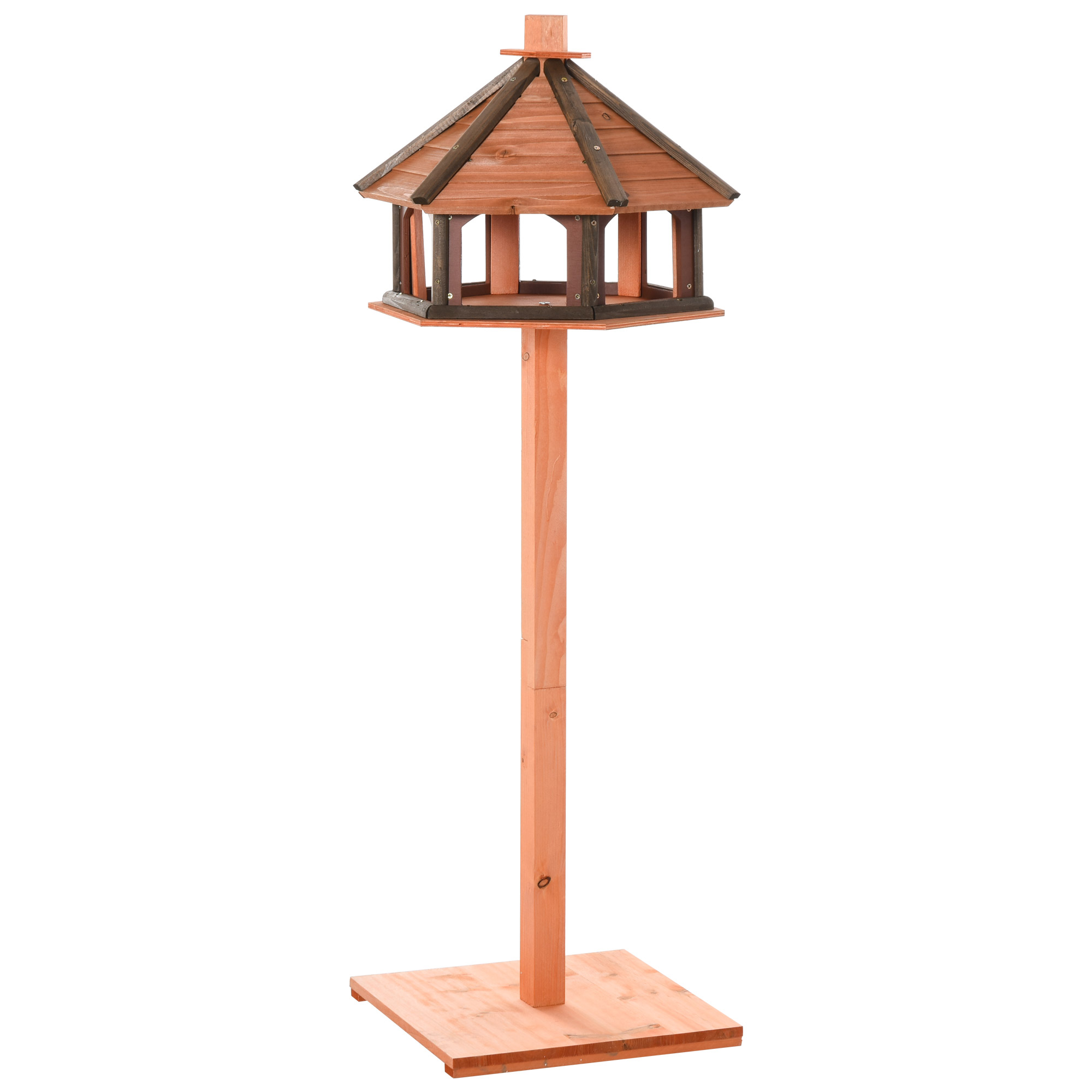 PAWHUT Ptačí krmítko dřevěná vila 52 x 130 x 52 cm přírodní dřevo