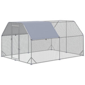 PAWHUT Výběh pro slepice XL kovový se střechou pro 10-12 slepic 380 x 195 x 280 cm