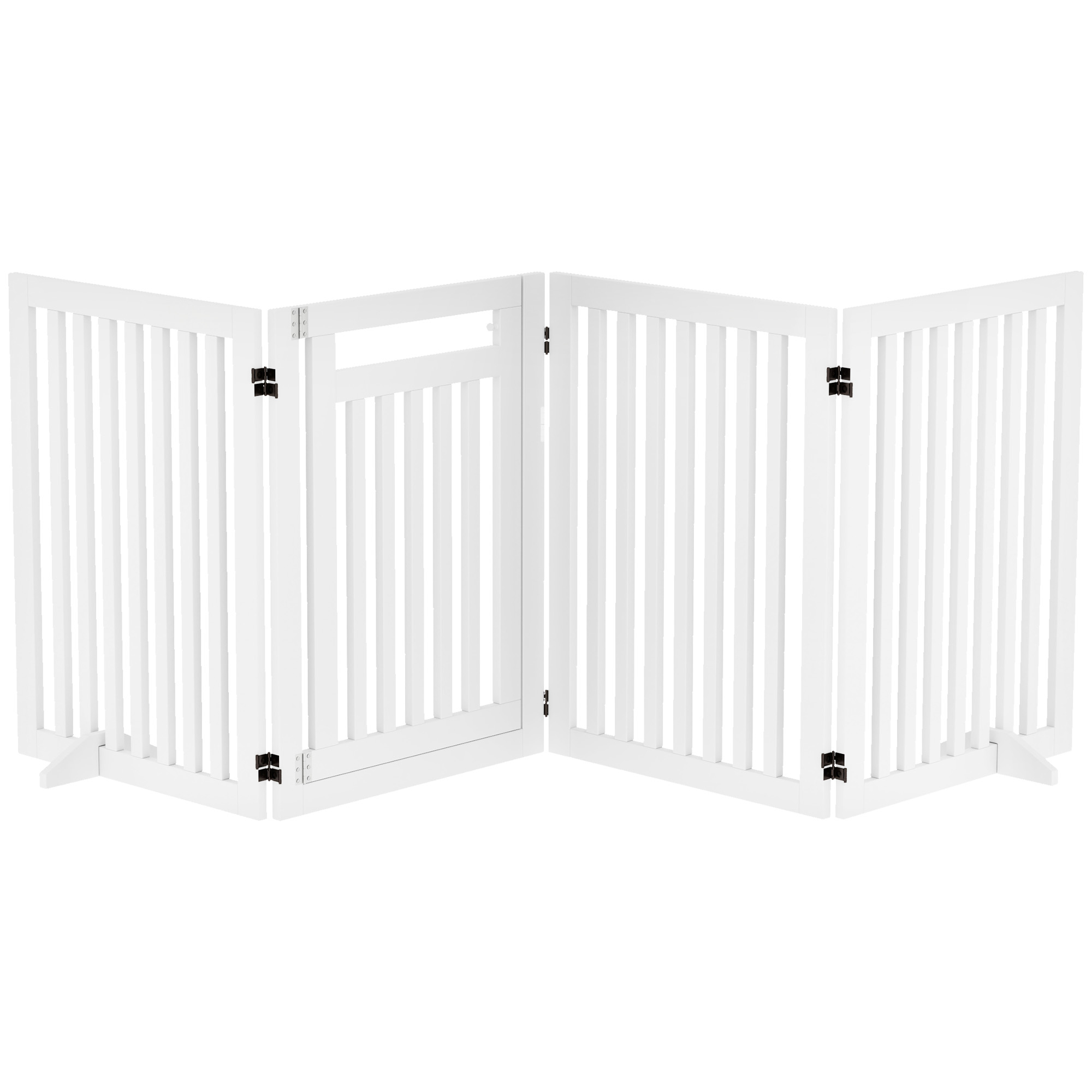 PAWHUT Zábrana pro psy čtyřdílná dřevěná skládací 60-240 x 81 cm bílá
