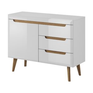 Piaski Komoda Nordi 107 cm s šuplíky bílá/dub Riviéra