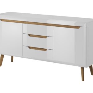 Piaski Komoda Nordi 160 cm s šuplíky bílá/dub Riviéra