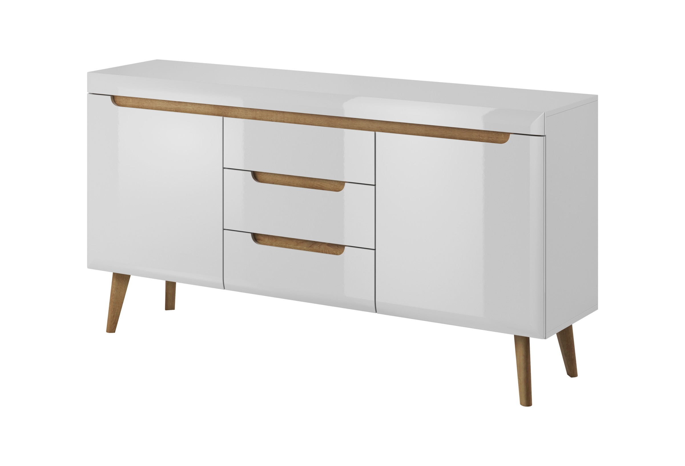 Piaski Komoda Nordi 160 cm s šuplíky bílá/dub Riviéra
