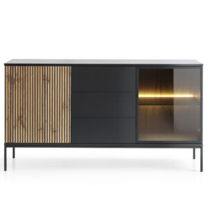 Piaski Komoda Sento s LED osvětlením 154 cm dub wotan/černá