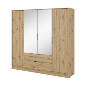 Piaski Šatní skříň Kelly 4D 206 cm se zrcadlem dub artisan