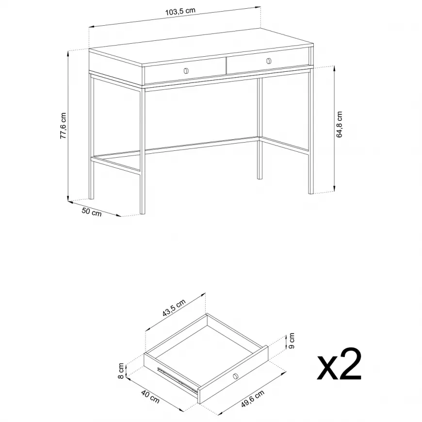 Piaski Toaletní stolek Mono II 104 cm modrý/černý - Obrázek 2