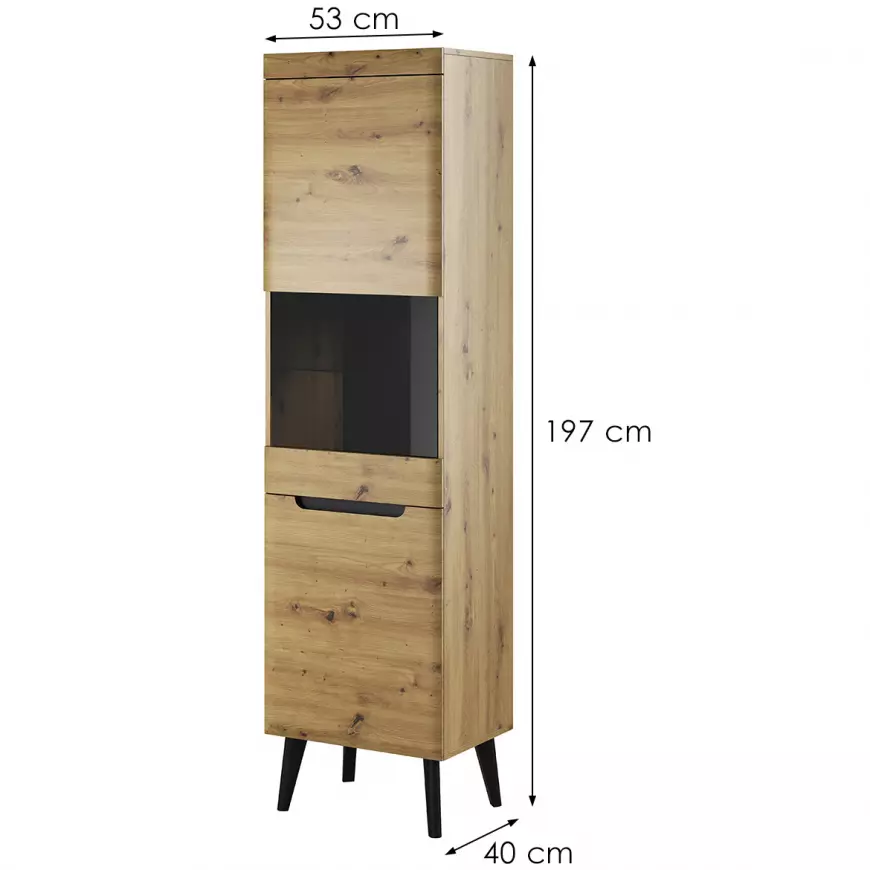 Piaski Vitrína Nordi 53 cm černá/dub artisan - Obrázek 2