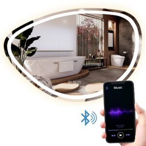 REA Nástěnné LED zrcadlo s reproduktorem Fog 100 cm stříbrné