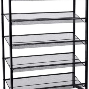 SONGMICS Botník kovový 5 polic černý 74 x 105 x 31 cm