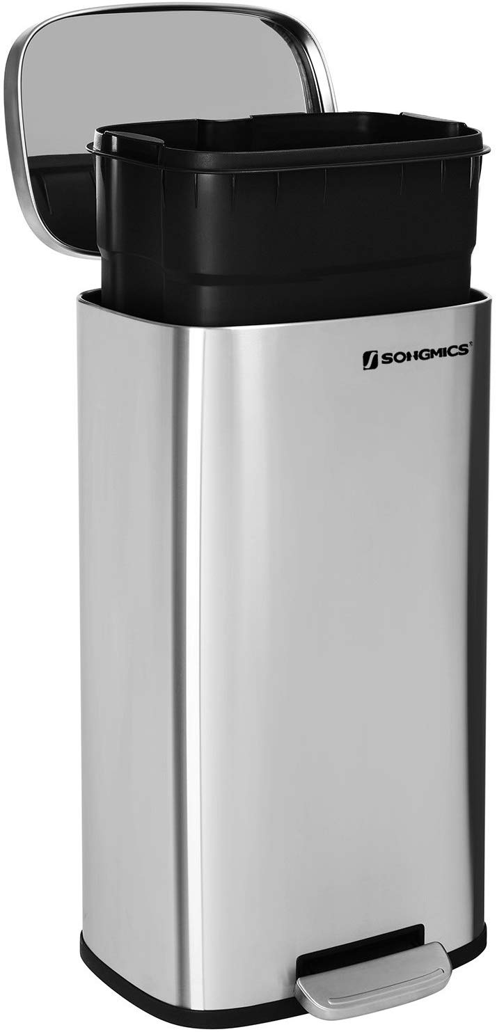 SONGMICS Odpadkový koš 30 L stříbrný - Obrázek 2