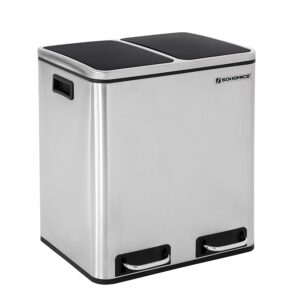 SONGMICS Odpadkový koš Rubax 2x15 L stříbrno-černý