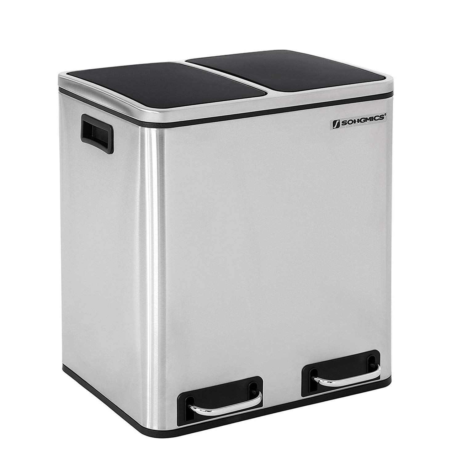 SONGMICS Odpadkový koš Rubax 2x15 L stříbrno-černý