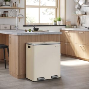 SONGMICS Odpadkový koš na tříděný odpad 2 x 30 L krémový