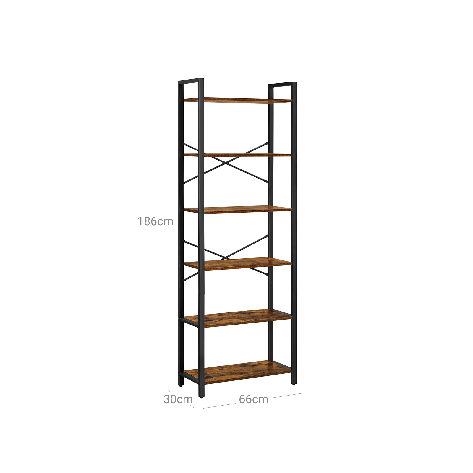 SONGMICS Policový regál Vasagle Luna 66 cm hnědo-černý - Obrázek 2
