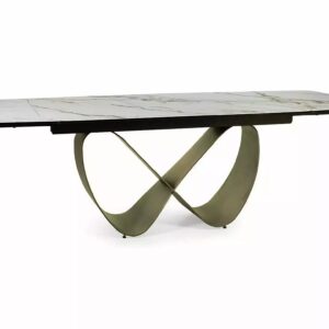 Signal Jídelní rozkládací stůl Infinity 160/240 cm keramika bílý mramor/měděný