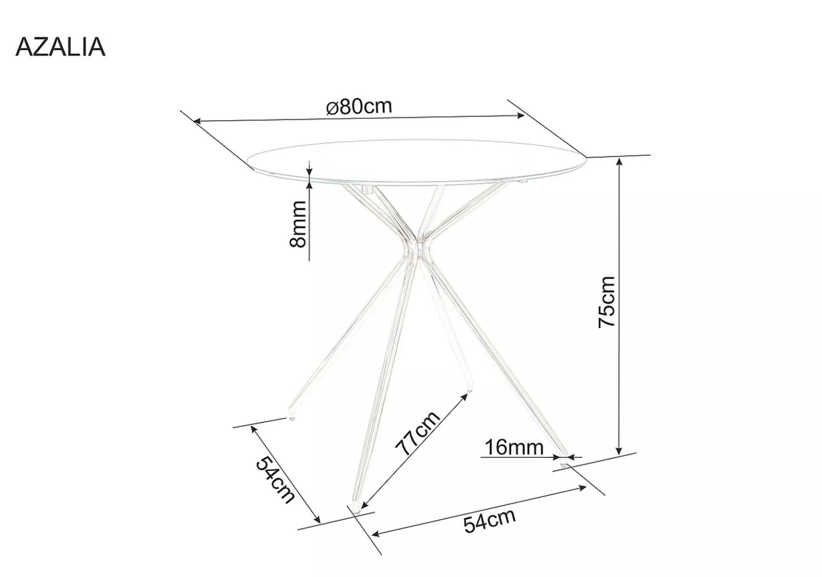 Signal Jídelní stůl Azalia 80 cm čirý/zlatý - Obrázek 2