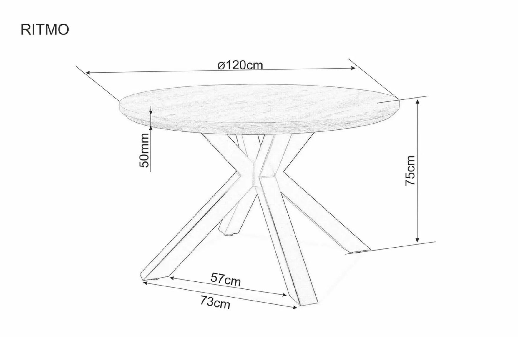 Signal Kulatý jídelní stůl Ritmo 120 cm dub přírodní/černý - Obrázek 2