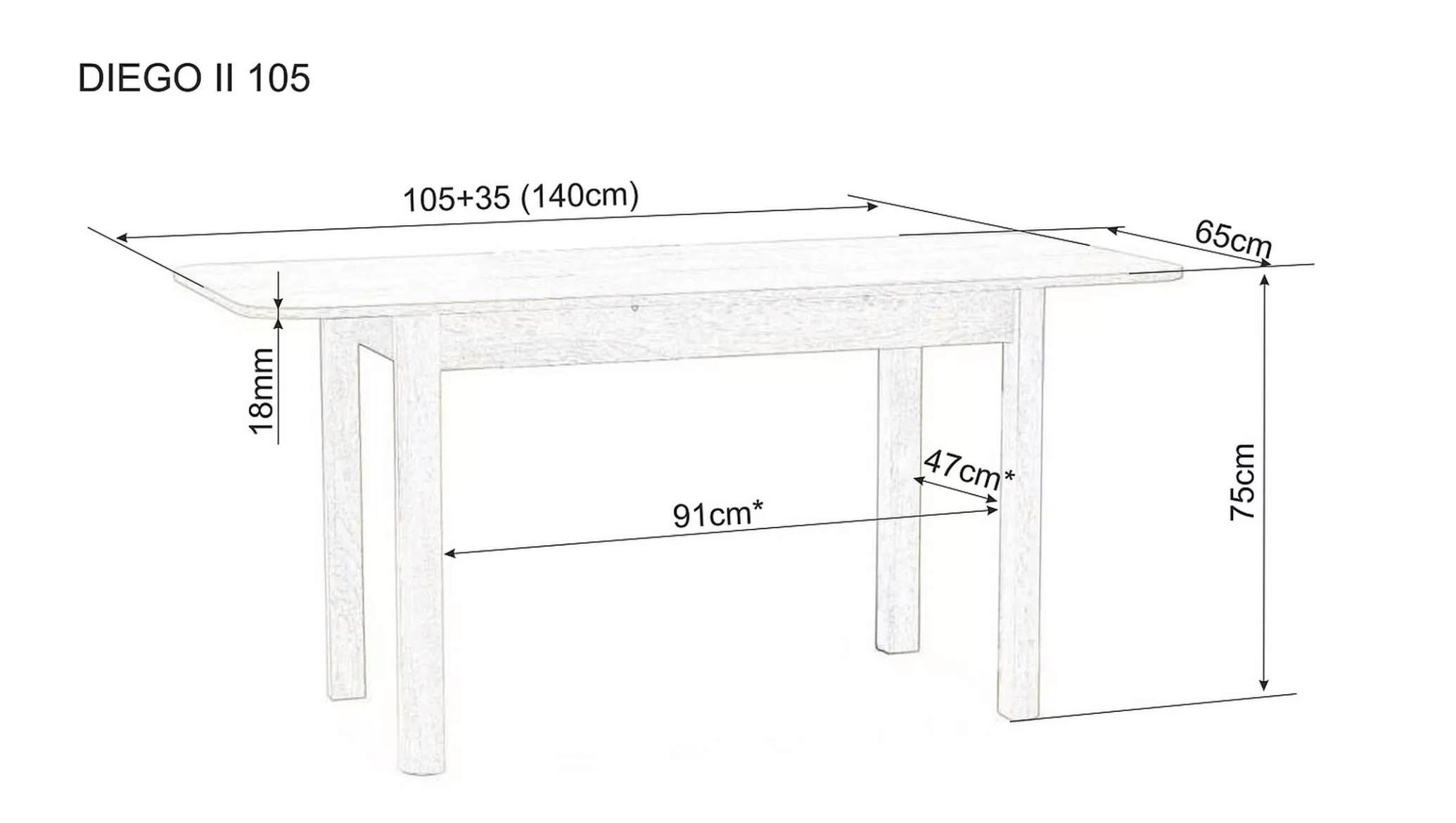 Signal Rozkládací jídelní stůl Diego 105/140 cm dub sonoma - Obrázek 2