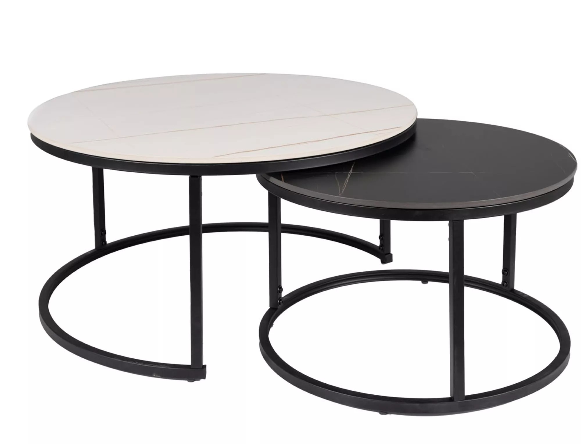 Signal Sada 2 ks konferenčních stolků Ferrante mramor/černá