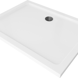 Sprchová vanička MEXEN FLAT s černým sifonem 100 x 80 cm bílá