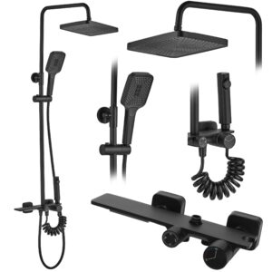 Sprchový set Rea Helix černý - vanová baterie