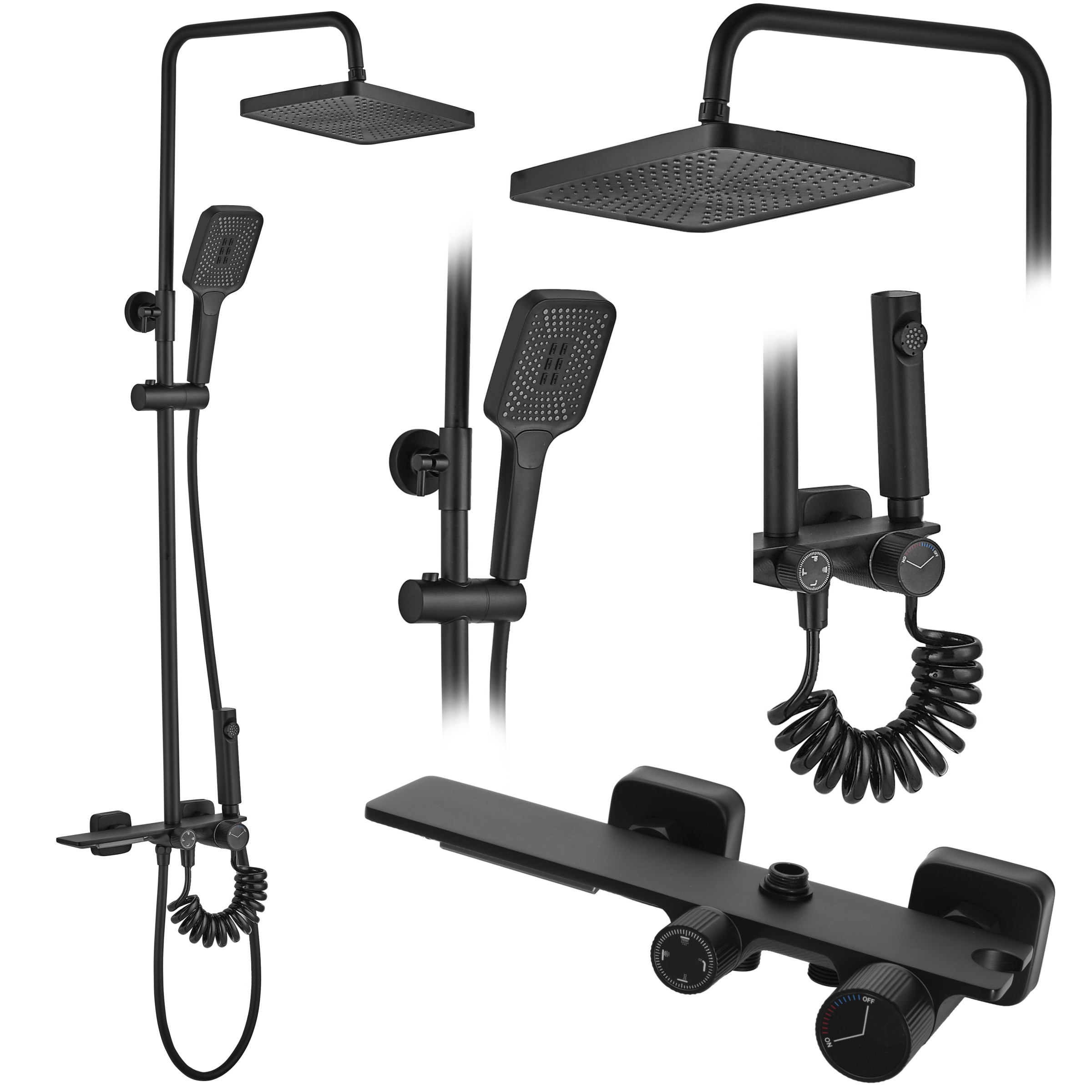 Sprchový set Rea Helix černý - vanová baterie