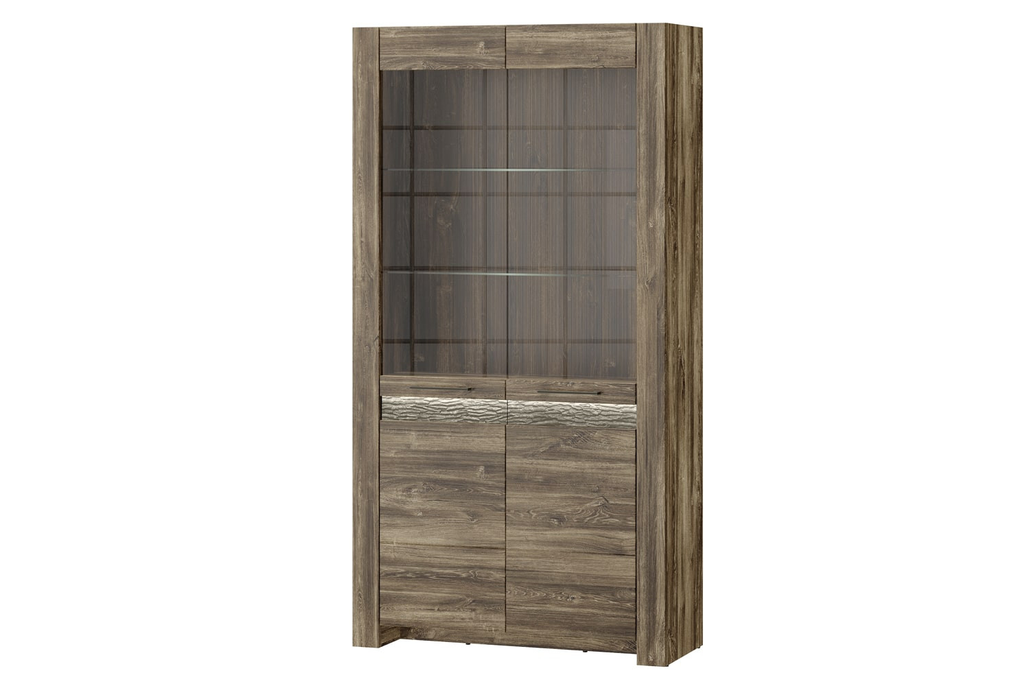 Szynaka Vitrína Belveder 102 cm 12 s LED osvětlením dub Stirling - Obrázek 2