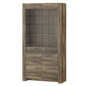 Szynaka Vitrína Belveder 102 cm 12 s LED osvětlením dub Stirling
